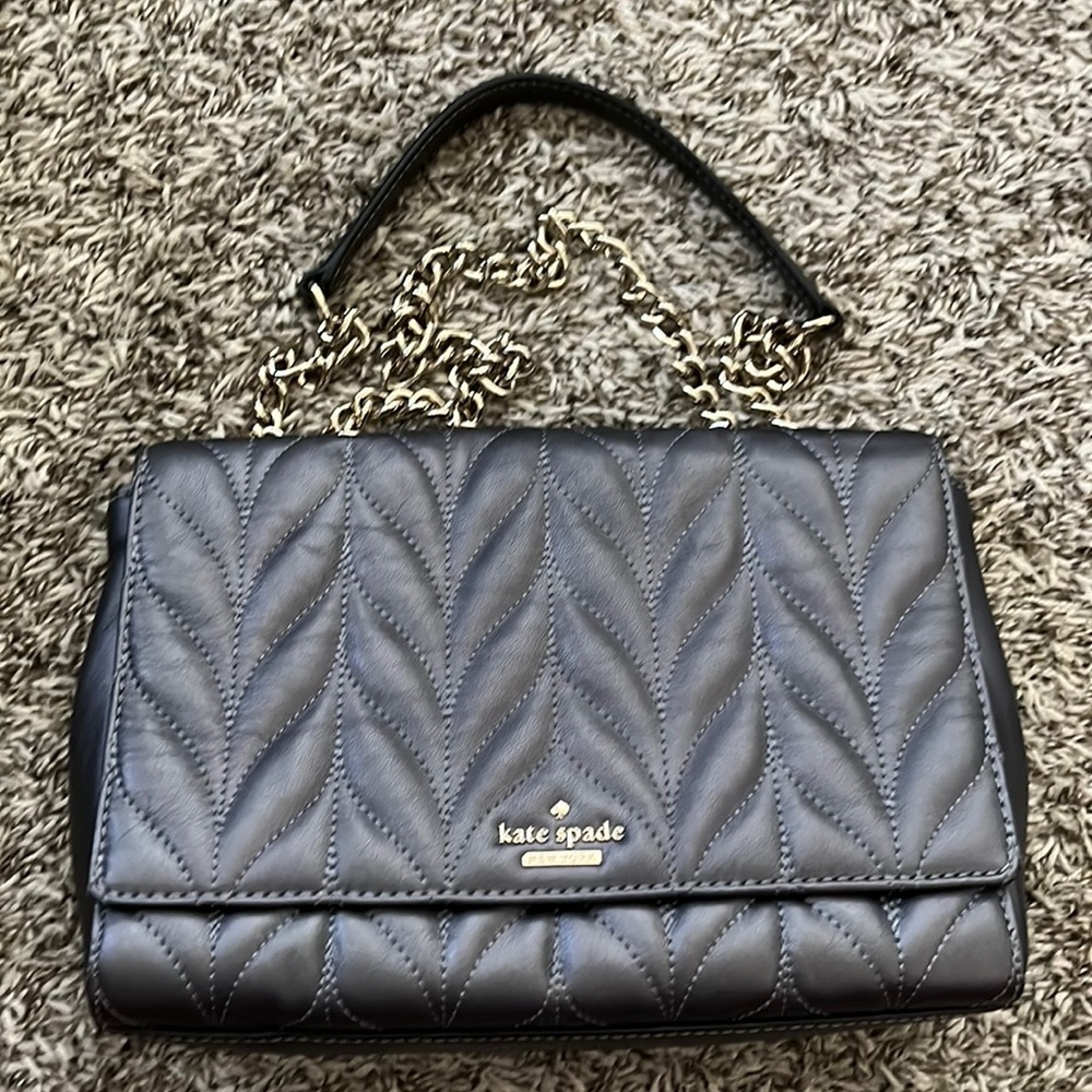 Kate Spade Emelyn Briar Lane Gunmetal Gray Leather shoulder purse